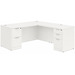 CLALD1036- Classic L-Shape Desk 60" W x 30" D with 47" Return and 2 Full Pedestals- White