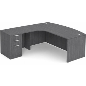 CLALD1008L- Left-Handed Bowfront L-Desk 71" W x 36" D with 47" Return and Box/Box/File Pedestal- Coastal Gray