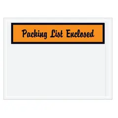 4.5 X 6" ORANGE "PACKING LIST ENCLOSED" ENVELOPES, 1000/CS   PL2