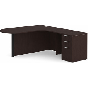 CLALD1010R- L-Shaped Bullet Workstation 71" W x 30" D with 47" Return and Box/Box/File Pedestal- Espresso/Black