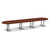 16' Classic Racetrack Conference Table with Palmer Base - Cherry Top, Brushed Silver Base