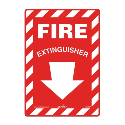Fire Extinguisher Sign - 7" x 10" - Vinyl - English