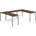 Elements U-Shape Desk 102" x 72" - Modern Walnut with Silver Legs