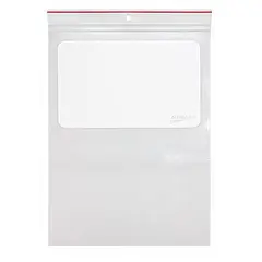 9 X 12" 4 MIL WHITE STRIPE POLY BAG WITH HANG HOLE, MINIGRIP, 1000/CS MG4035
