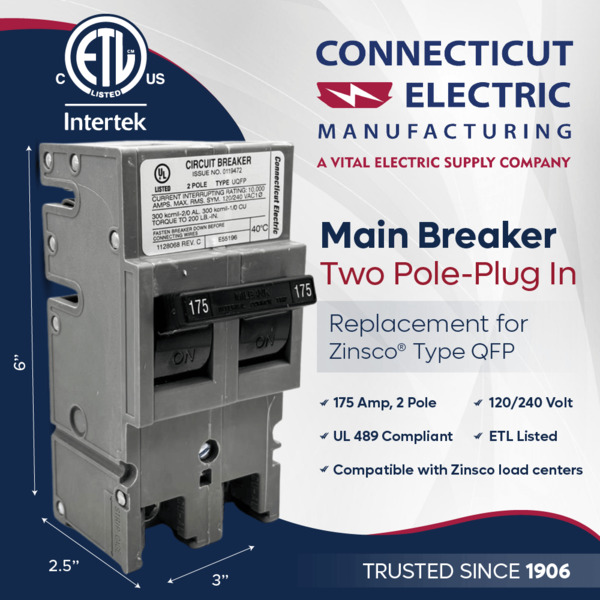 175 AMP 2 POLE - Zinsco Breakers - Connecticut Electric