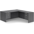 Classic L-Shape Desk 77" x 60" with 2 Box/File Pedestals - Newport Grey
