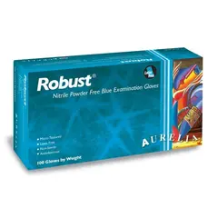 93897  NITRILE EXAM GLOVE, MEDIUM, 4.5 MIL, BLUE, ROBUST, POWDER FREE, 100/BX 10 BX/CS