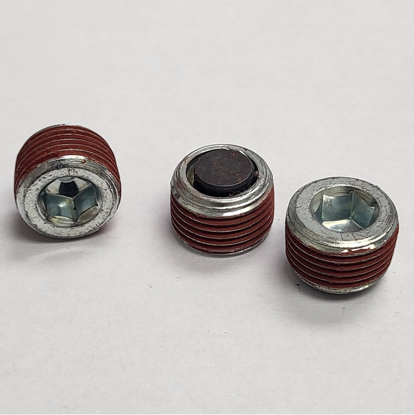 3/8” - 18 X 0.460" HEX SOCKET PIPE PLUG SAE 1005-1025 STEEL ZINC TRIVALENT CLEAR W/ LOCTITE 517 AND MAGNET PER PRINT