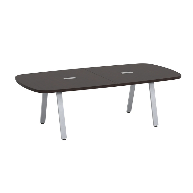 Signature Arena Conference Table 8 Foot - Espresso with Silver Metal Legs