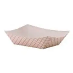 2 LB POLY COATED PAPER FOOD TRAY, RED PLAID, KANT LEEK, 6.69 X 5 X 1.6, 250/PK, 1000/CS EFT200