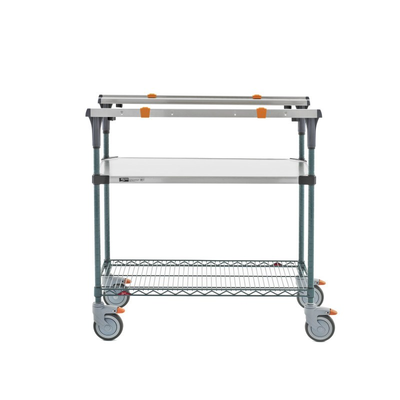 Metro MS1836-FSNK PrepMate MultiStation 36" Prep Station, Solid Stainless Steel top shelf and Metroseal Green Epoxy Wire bottom shelf with Stainless Steel posts