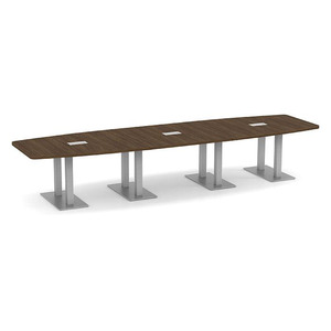14ft Boat Shape, Palmer base Conference Table: MODERN WALNUT 