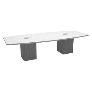 10ft Boat Shape, Cube Base, Conference Table- SILVER BIRCH