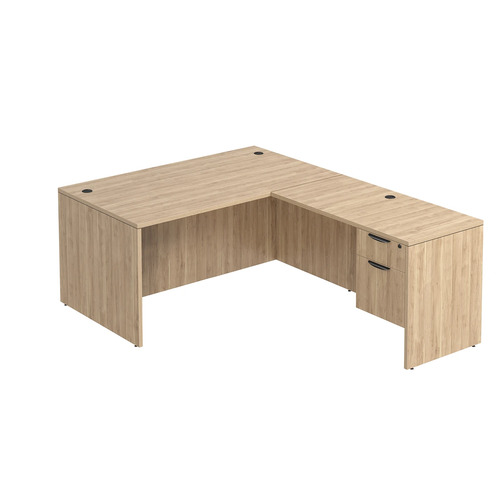 Classic L-Shape Desk 77" x 60" with Box/File Pedestal - Aspen