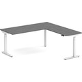 Enhance Electric Height-Adjustable L-Shape Desk 72" X 72" - Newport Grey with White Base