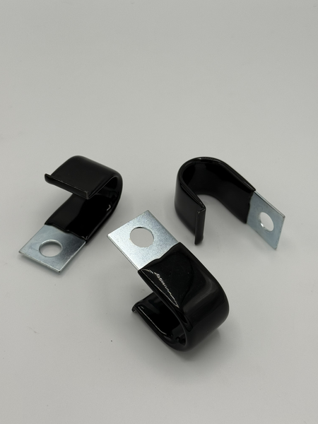 24MM X 35MM CTR TO CTR X 25.1MM W X 1.22MM THK 11MM HOLE DIA J CLIP CR STEEL HDG W/ VINYL COAT