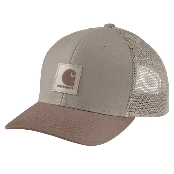 CARHARTT 105216 - Rugged Flex Twill Mesh-Back Logo Patch Cap - Gray Dunes/Stone Brown