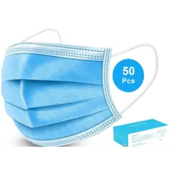 DISPOSABLE FACE MASKS, 3-PLY WITH EAR LOOP, 50 MASKS/PACK