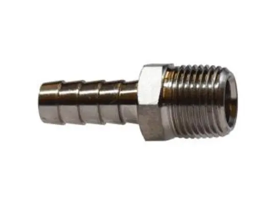 Straight Adapter, 1/4 in Hose Barbed x 1/8 in MIP, Stainless Steel