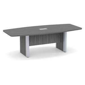 8ft Boat Shape, accent base Conference Table: NEWPORT GRAY w/SILVER 