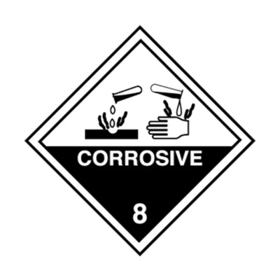 Corrosive Label - Class 8 - 4" x 4" - Gloss
