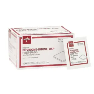 Povidone Iodine Prep Pads M   100/bx MDS093917