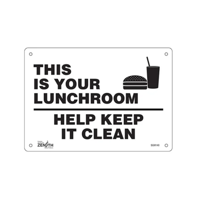 Lunchroom Keep It Clean Sign - 10" x 7" - Plastic - English