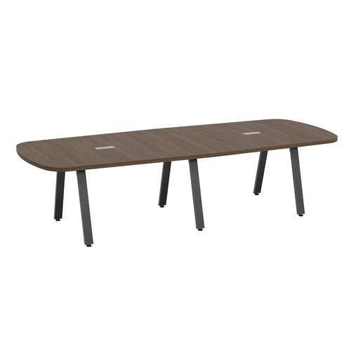 Signature Arena Conference Table 10 Foot - Modern Walnut with Black Metal Legs