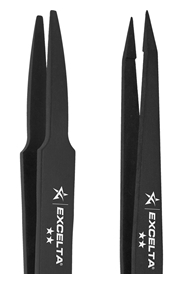 Excelta Reverse-Action Tweezers General precision; Straight tips; Serrated