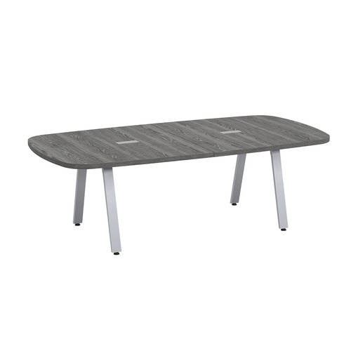 Signature Arena Conference Table 8 Foot - Newport Grey with Silver Metal Legs