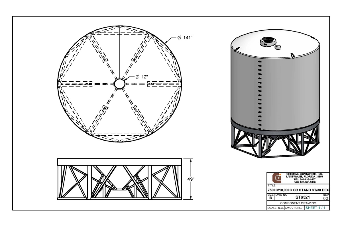 CCI - 10000 Gallon Cone Bottom Tank Stand - 30 Degree