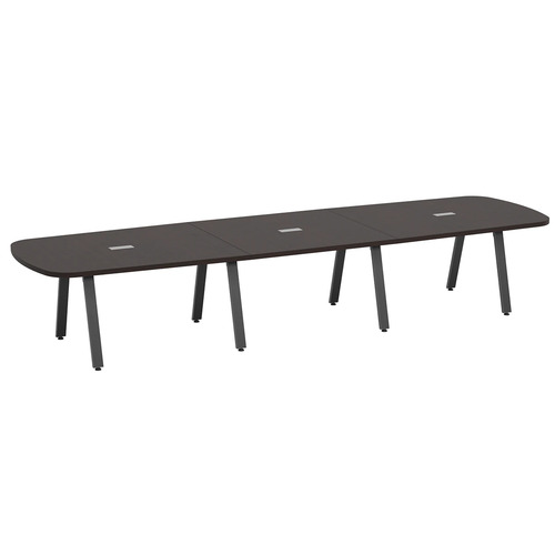 Signature Arena Conference Table 14 Foot - Espresso with Black Metal Legs