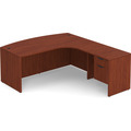Classic L-Shape Bowfront Workstation 83" x 71" with Right Hand Return and Box/File Pedestal - Cherry