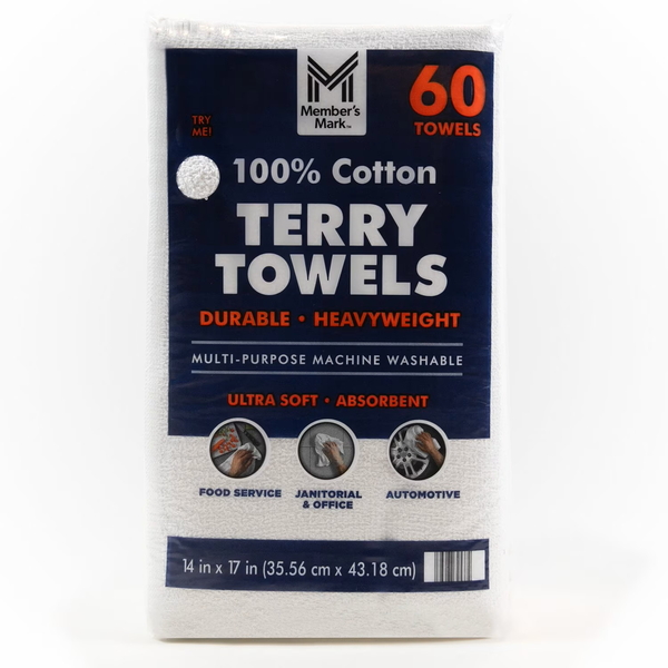 Terry Cloth Towels, 14X17,Pack