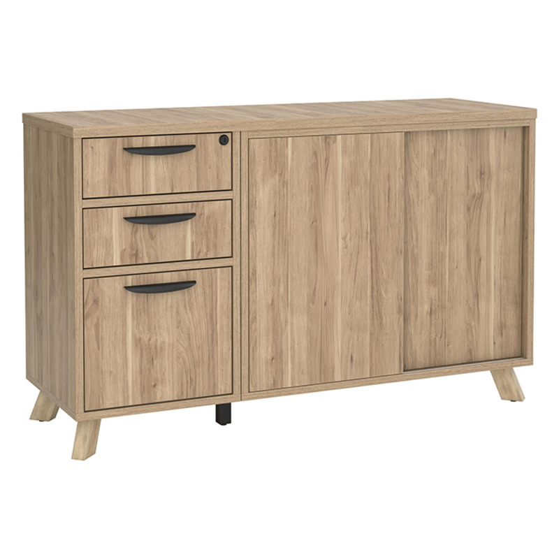 PL245 - FLEX CREDENZA W/PEDESTAL AND CABINET - Aspen