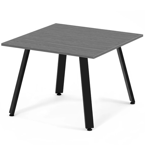 Signature Square Meeting Table 42" - Newport Grey with Black Metal Legs