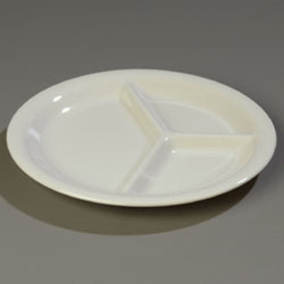 Carlisle Bone 10-1/2" 3-Compartment Plates