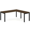 Elements L-Shape Desk 66" x 60" x 30"D - Modern Walnut with Black Legs