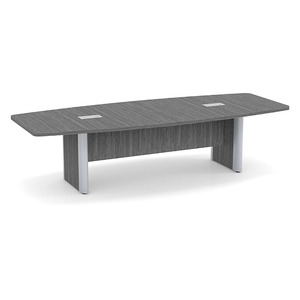 10ft Boat Shape, accent base Conference Table: NEWPORT GRAY w/SILVER 