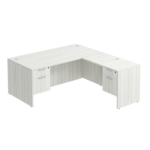 Classic L-Shape Desk 72" x 71" with 2 Box/File Pedestals - Silver Birch