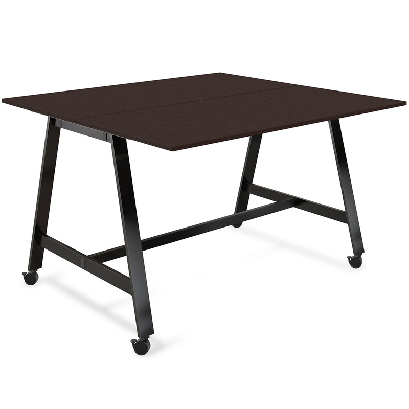Signature Bistro Benching Table 60" x 72" - Espresso with Black Legs