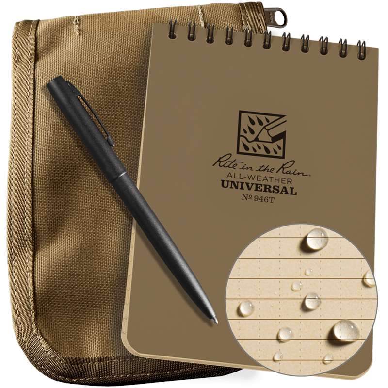 Rite in the Rain Top Spiral 4x6 Tan Notebook Kit, No.946TKIT