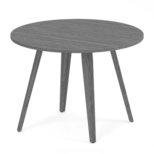 Signature Round Meeting Table 42" - Newport Grey with Wood Legs