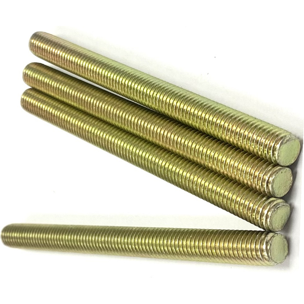 1/4" - 20 X 8" FULLY THREADED STRAIGHT ROD SAE J429 GR 8 ZINC TRIVALENT YELLOW