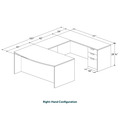 Classic U-Shape Bowfront Workstation 107" x 71" with Box/Box/File Pedestal - Espresso
