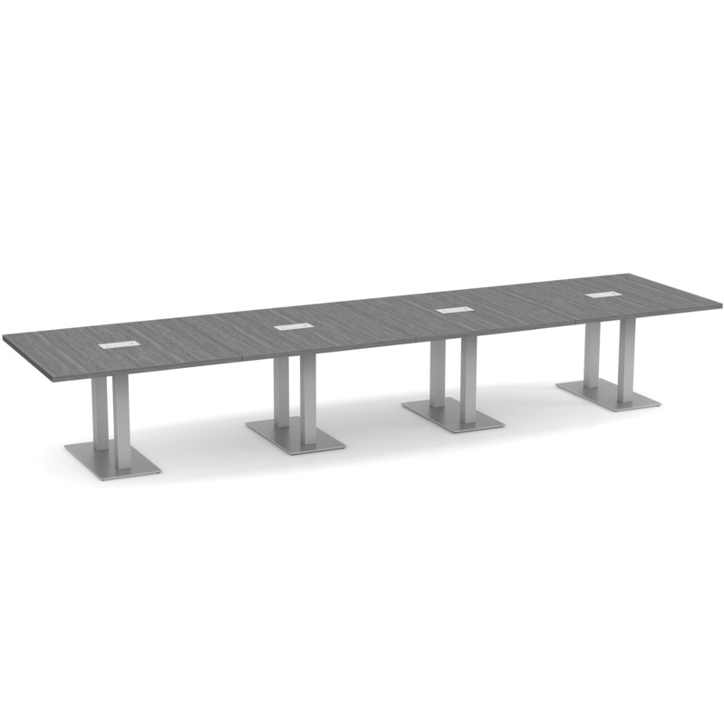 Classic Conference Table 16 Ft with Palmer Brushed Double Base - Newport Grey