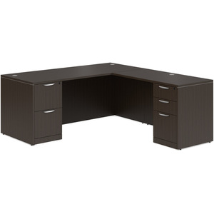CLALD2044- Classic L-Shape Desk 71" W x 30" D with 42" Return and 2 Full Pedestals- Espresso