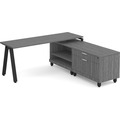 Signature L-Shape Desk 71" x 72" - Newport Grey with Black Legs