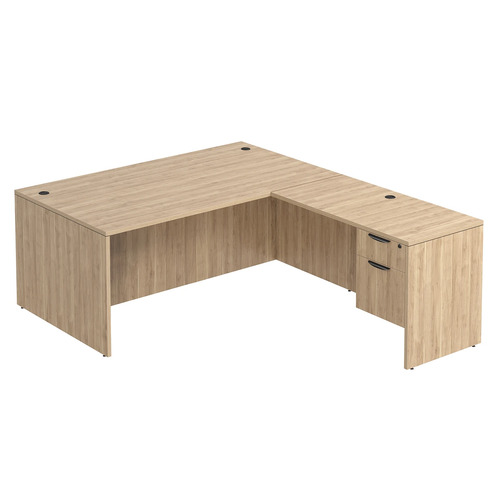 Classic L-Shape Desk 83" X 71" with Box/File Pedestal - Aspen