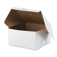 10 X 10 X 5.5" WHITE BAKERY BOX, 1 PIECE, TUCK-TOP, 100/CA   0977